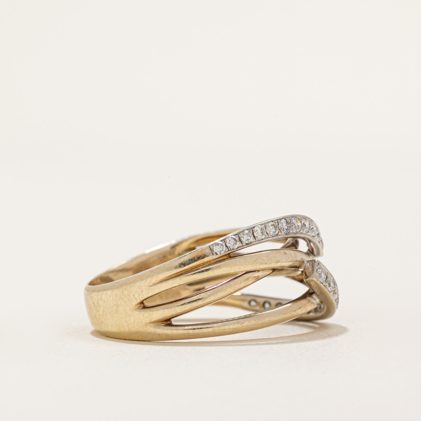 Diamond Double Crossover Ring | 0.32ctw | SZ 10.75