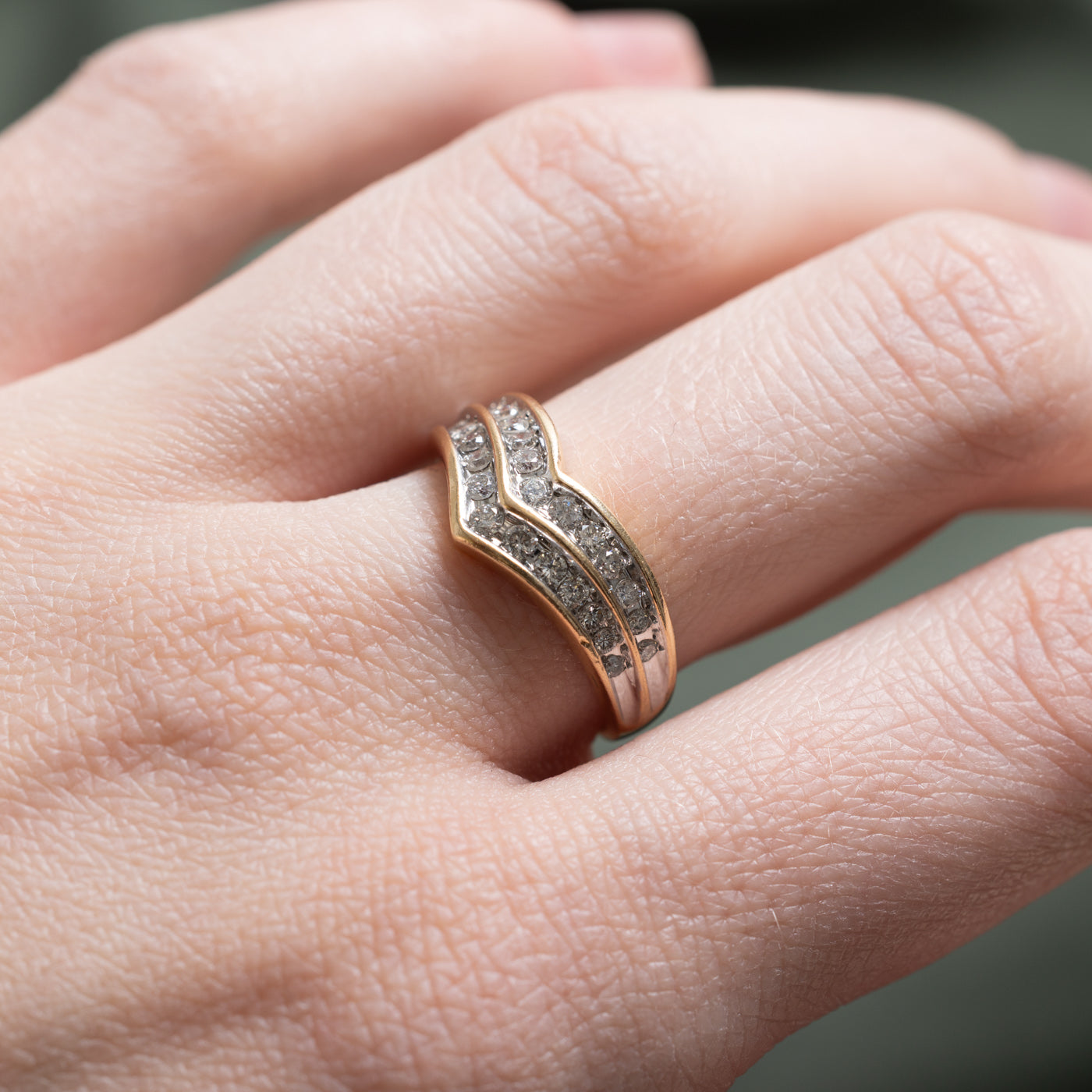 Diamond Double Row Chevron Ring | 0.50ctw | SZ 6.75
