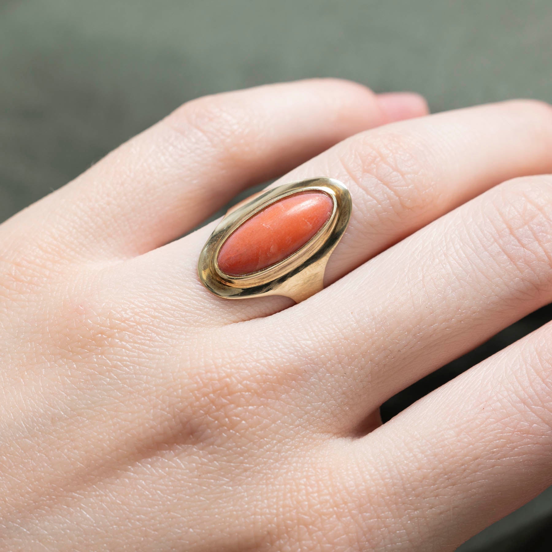 Bezel Set Coral Cocktail Ring | 3.00ct | SZ 5.25