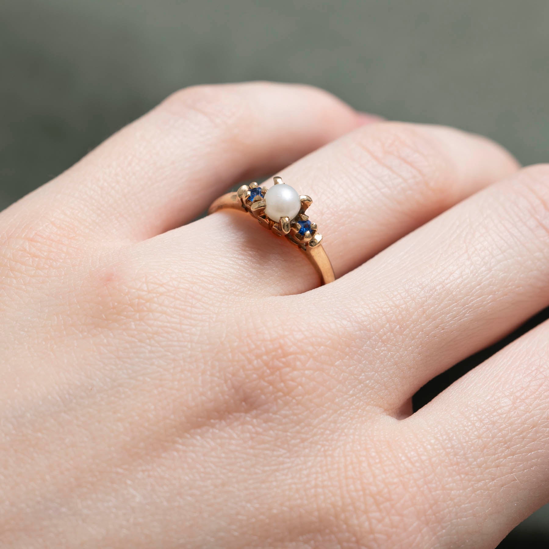 Pearl & Synthetic Spinel Ring | 0.06ctw | SZ 6