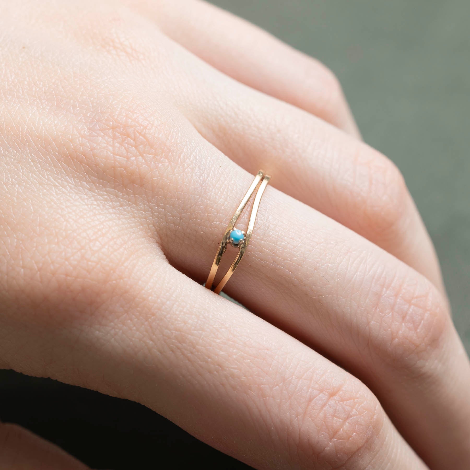Single Stone Turquoise Ring | 0.02ct | SZ 6.75
