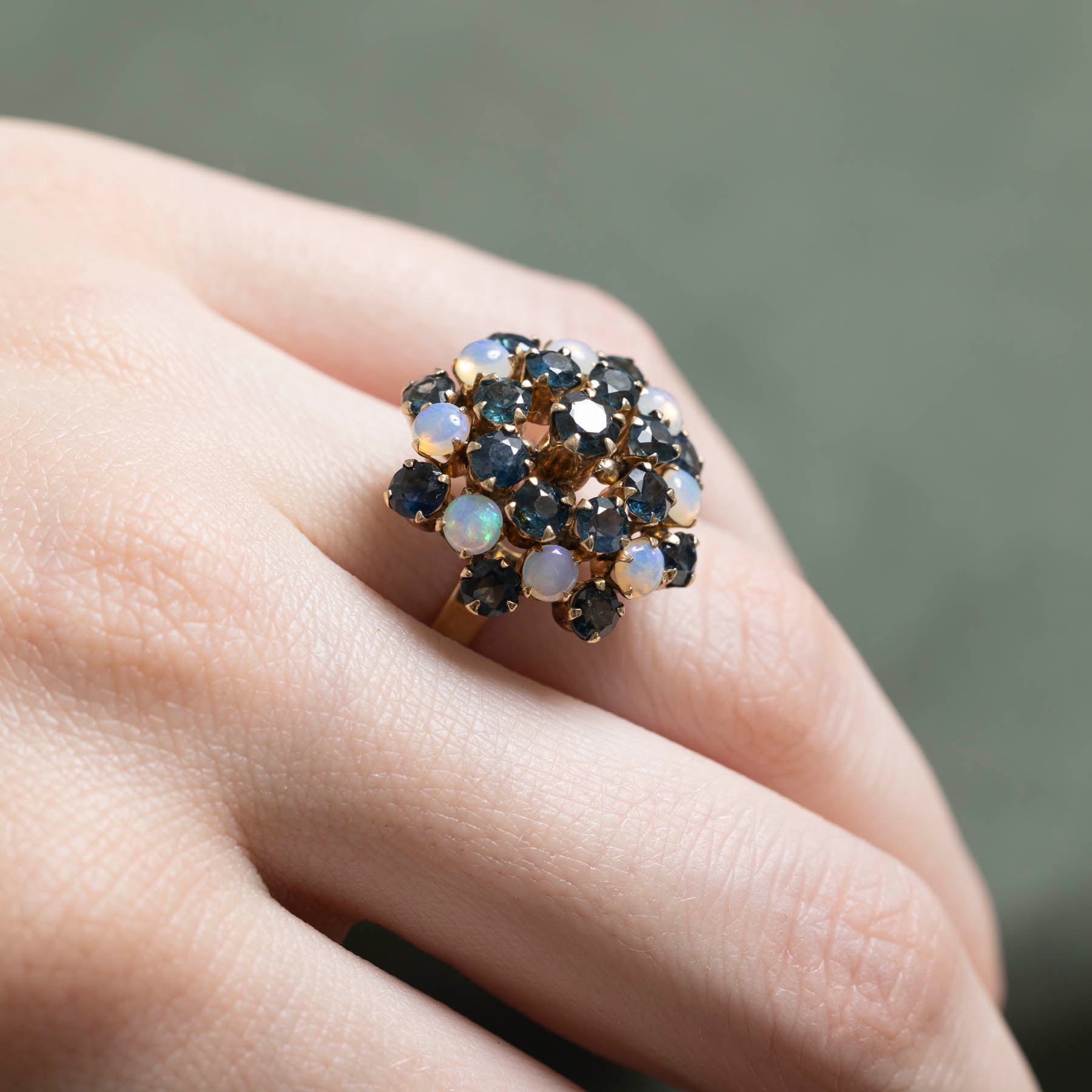 Sapphire & Opal Cocktail Ring | 3.64ctw | SZ 6.25