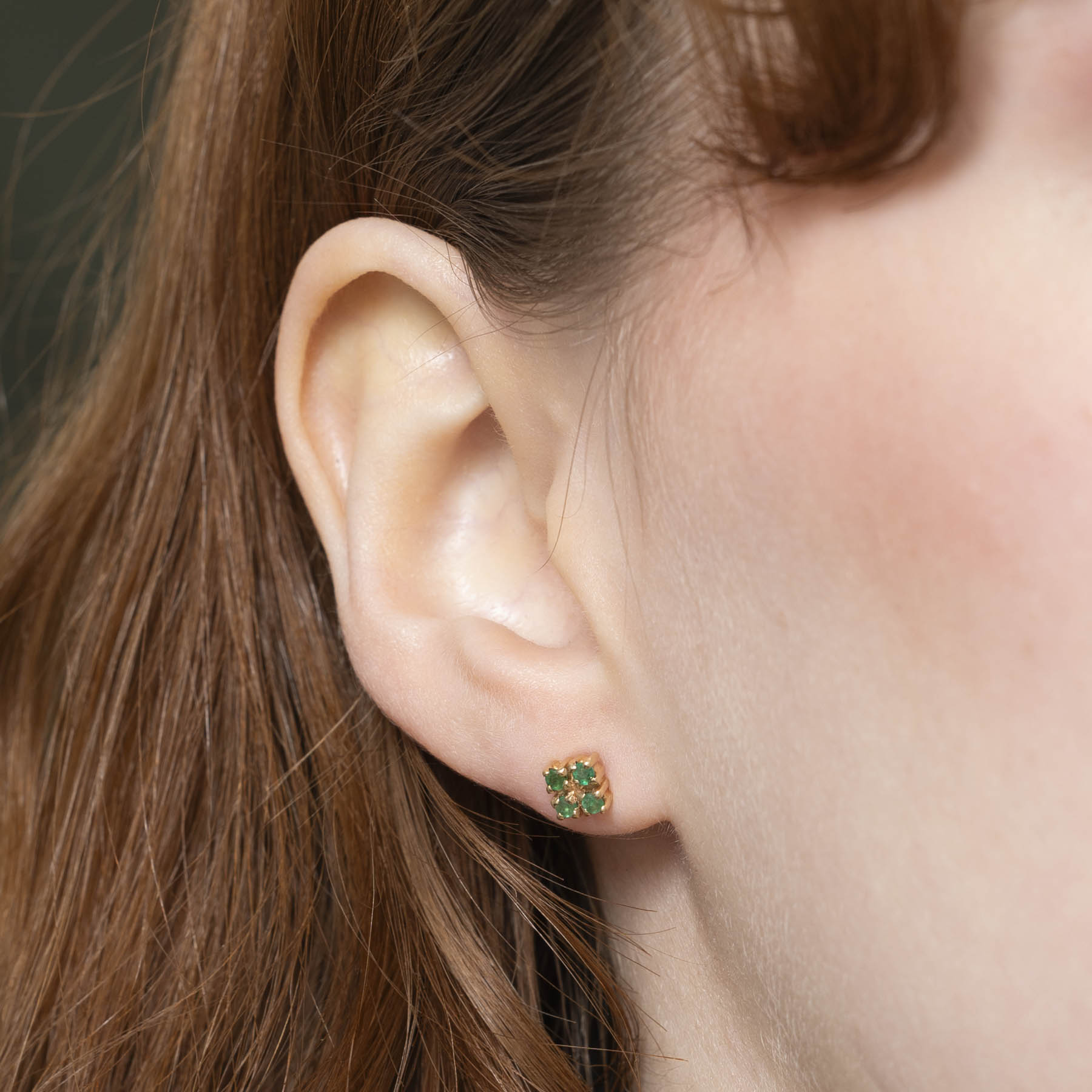 Emerald Cluster Stud Earrings | 0.08ctw