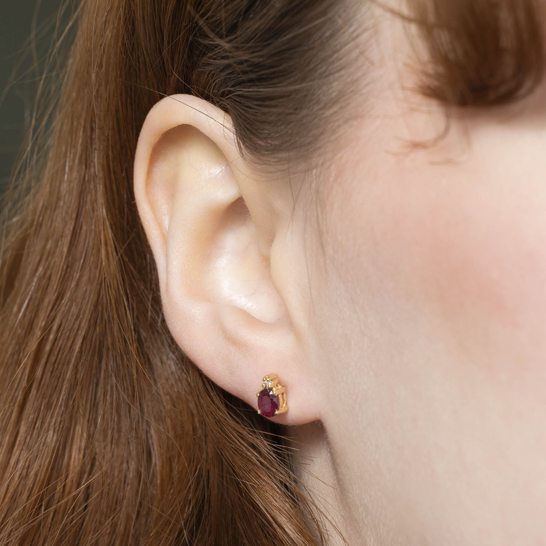 Ruby & Diamond Stud Earrings | 0.01ctw | 0.72ctw