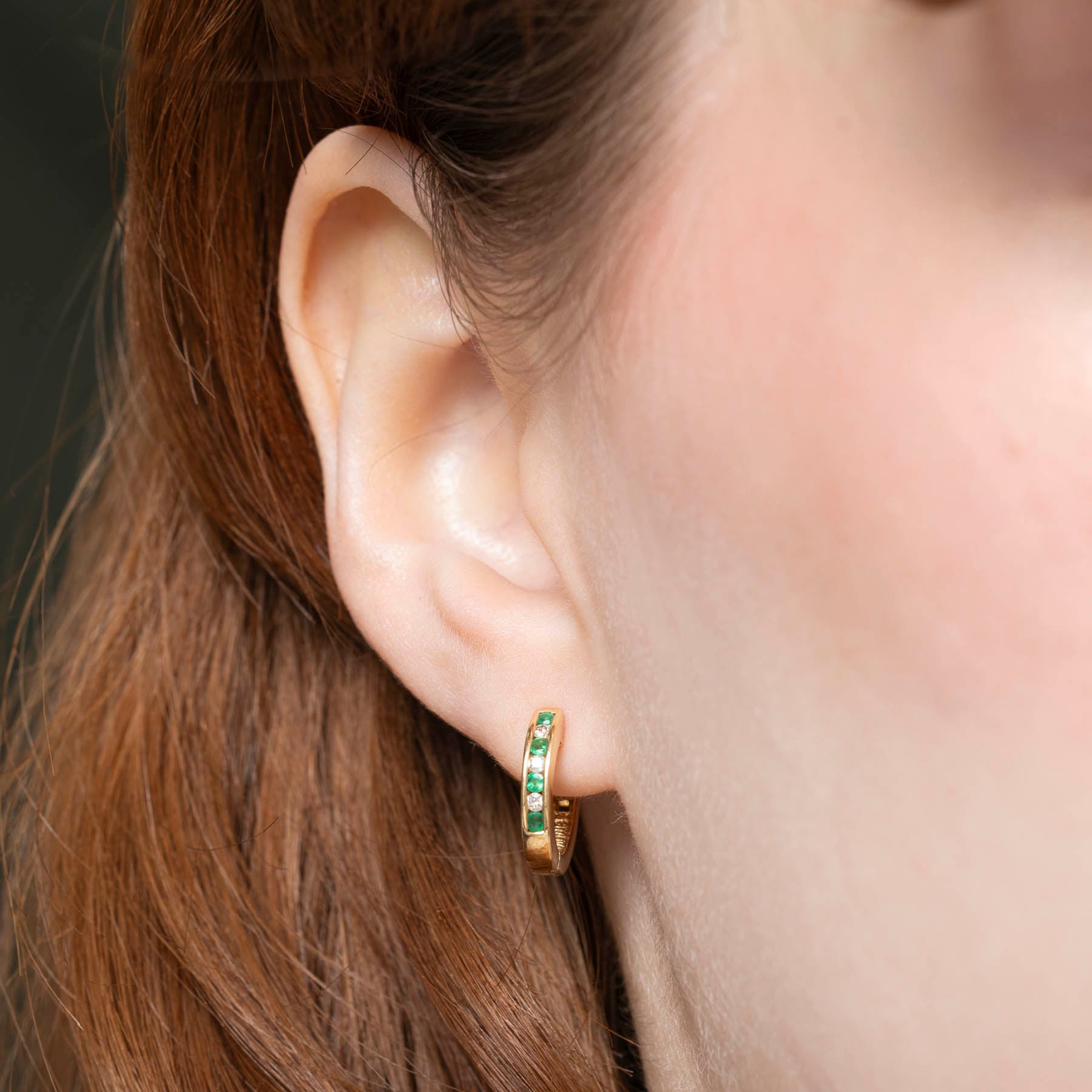Emerald & Diamond Huggie Earrings | 0.11ctw | 0.09ctw |