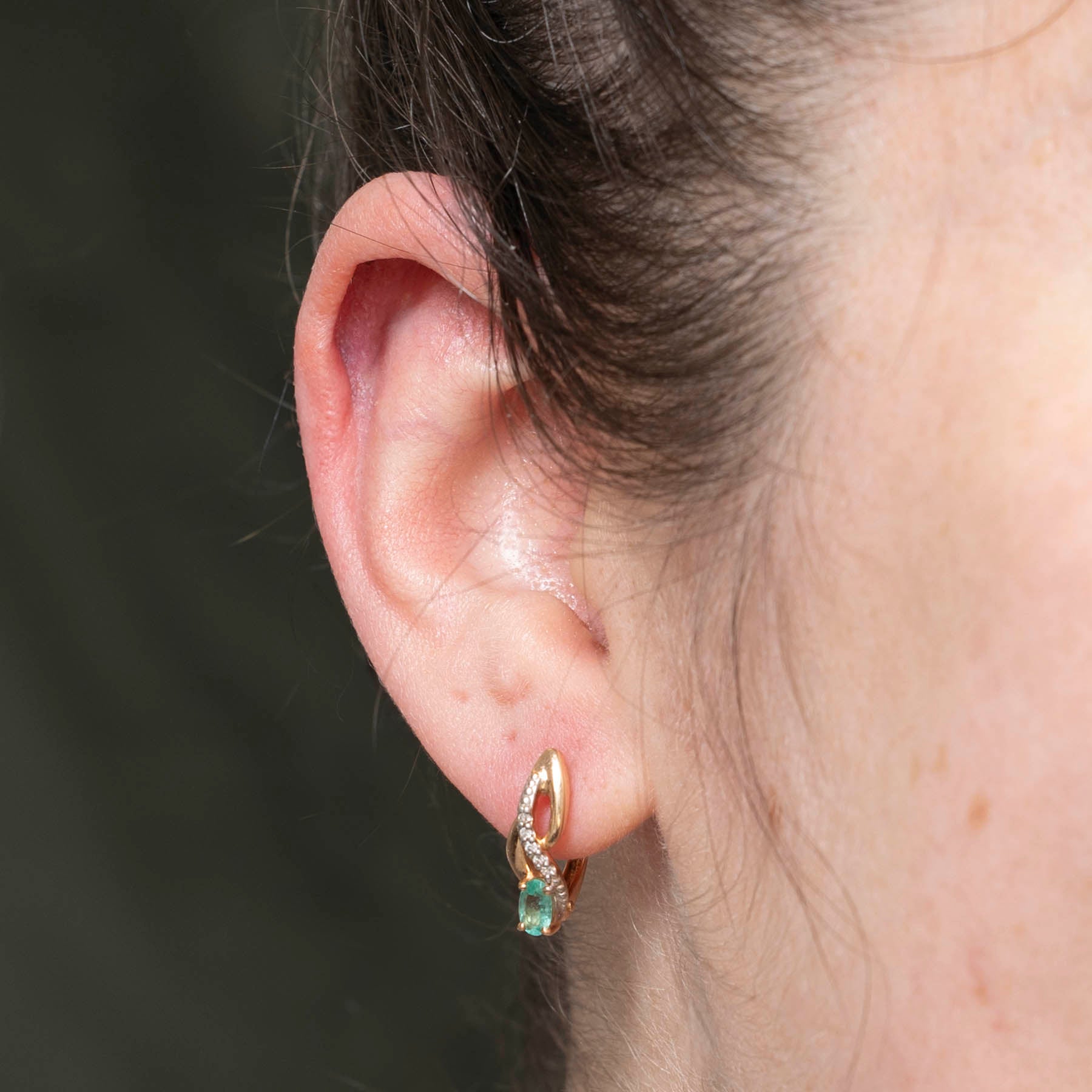 Emerald & Diamond Crossover Earrings | 0.30ctw | 0.05ctw |