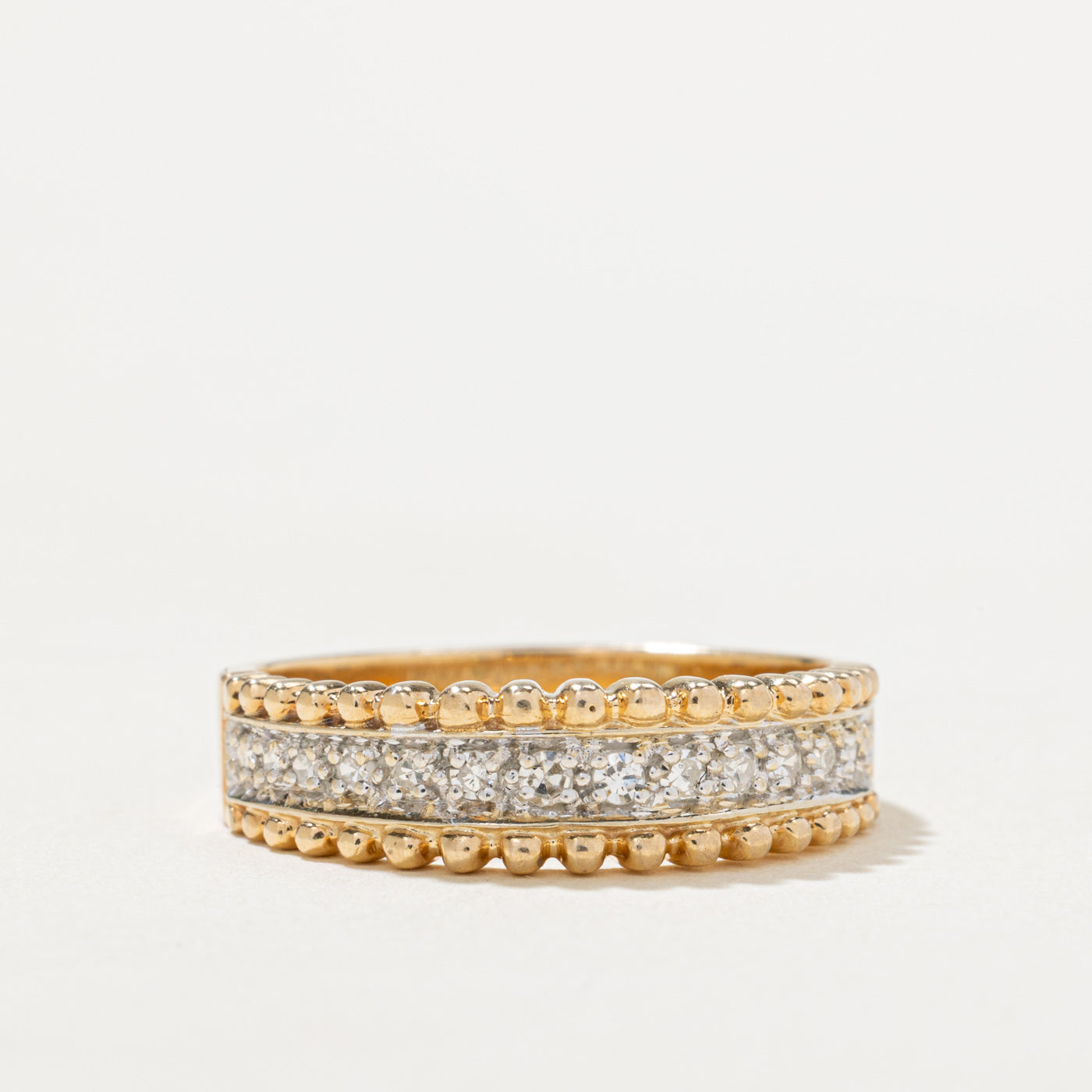 Semi Eternity Diamond Bead Edged Ring | 0.21ctw | SZ 9