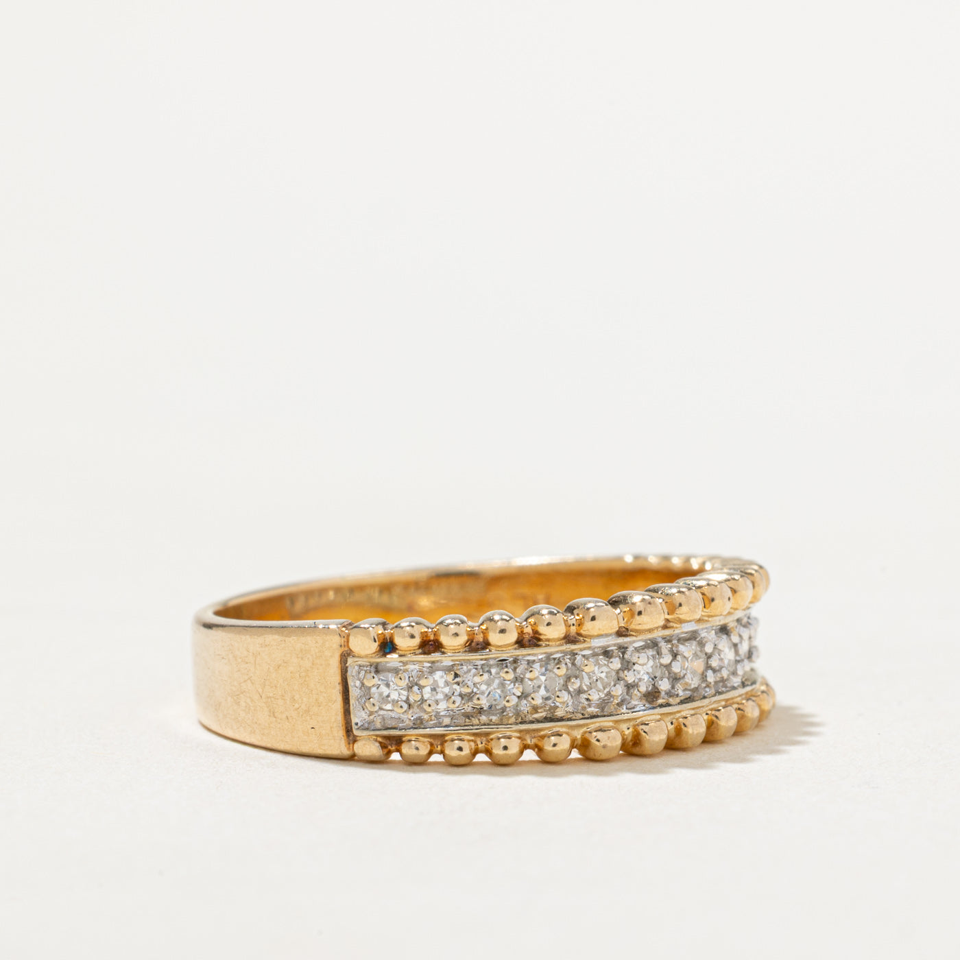 Semi Eternity Diamond Bead Edged Ring | 0.21ctw | SZ 9