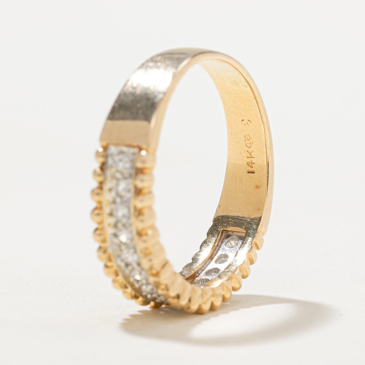 Semi Eternity Diamond Bead Edged Ring | 0.21ctw | SZ 9