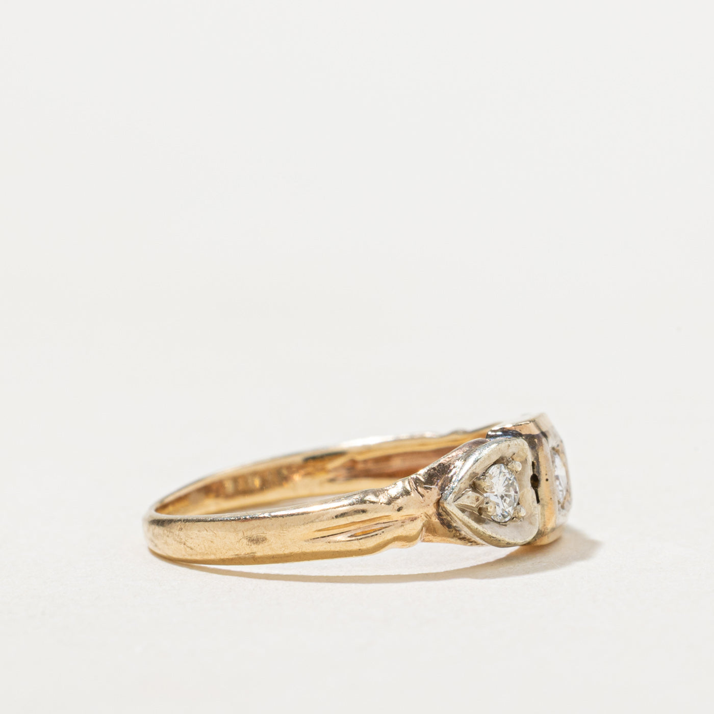 Bague cœur en or bicolore et diamants | 0,14 ct | Taille 3,25