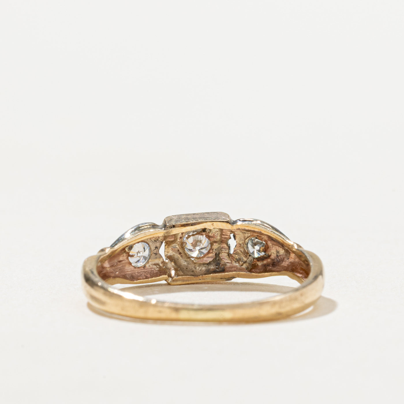 Bague cœur en or bicolore et diamants | 0,14 ct | Taille 3,25