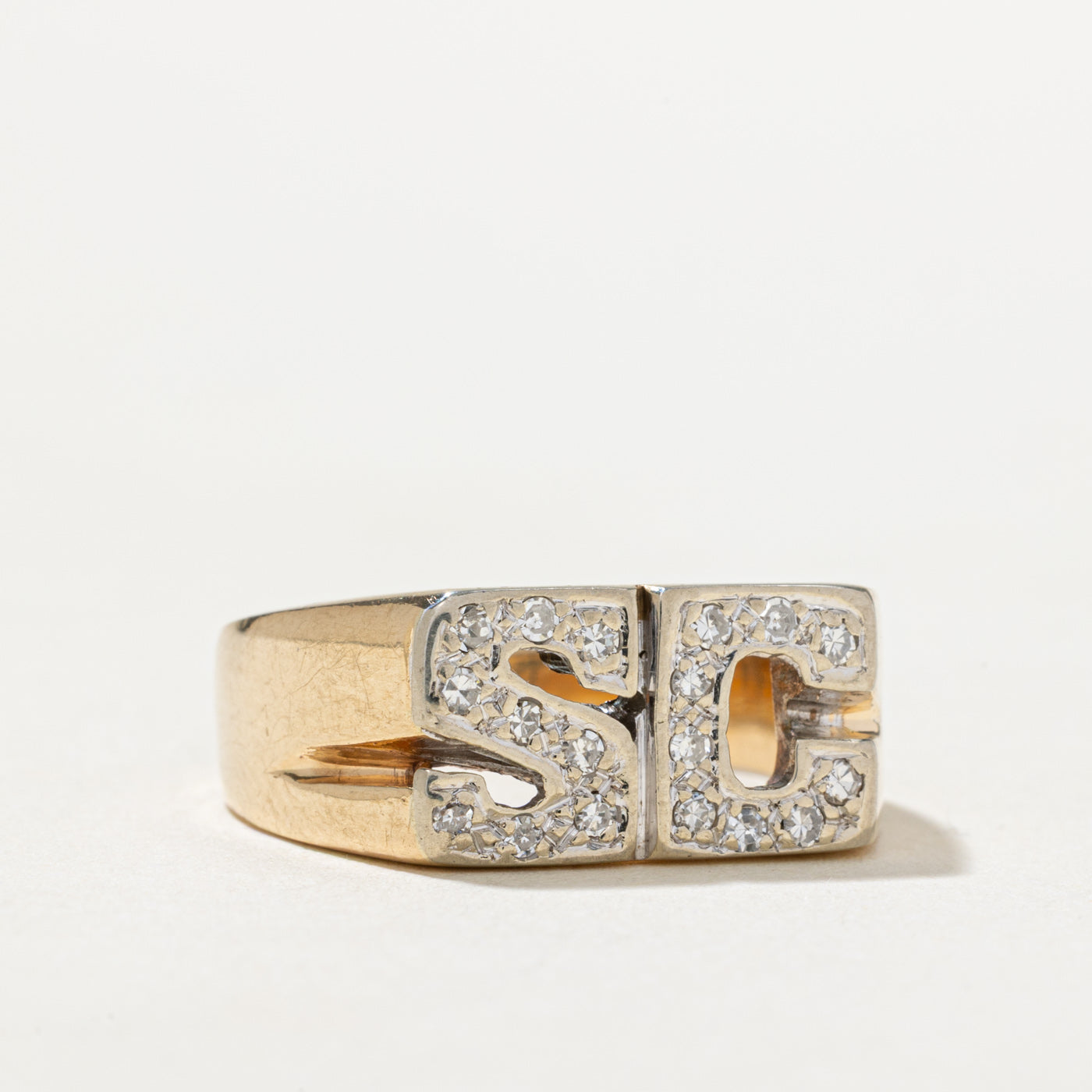 Bague initiales « SC » en diamant | 0,20 ct | Taille 8
