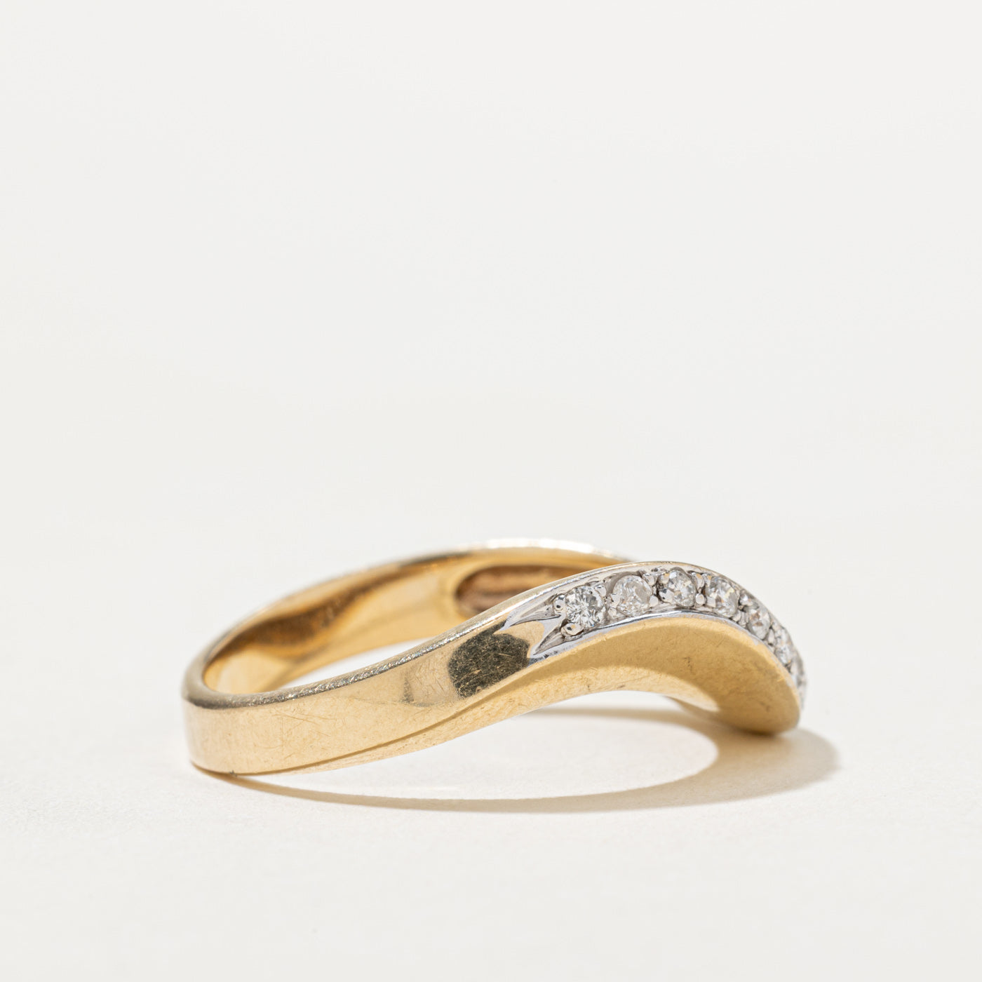 Semi Eternity Diamond Wave Ring | 0.16ctw | SZ 6.75
