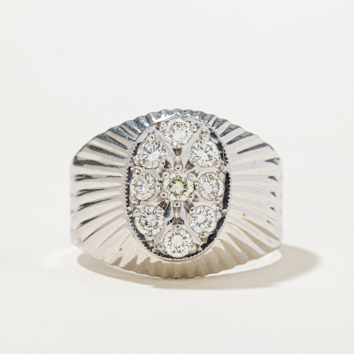 Diamond Cluster Grooved Cocktail Ring | 0.75ctw | SZ 11.5