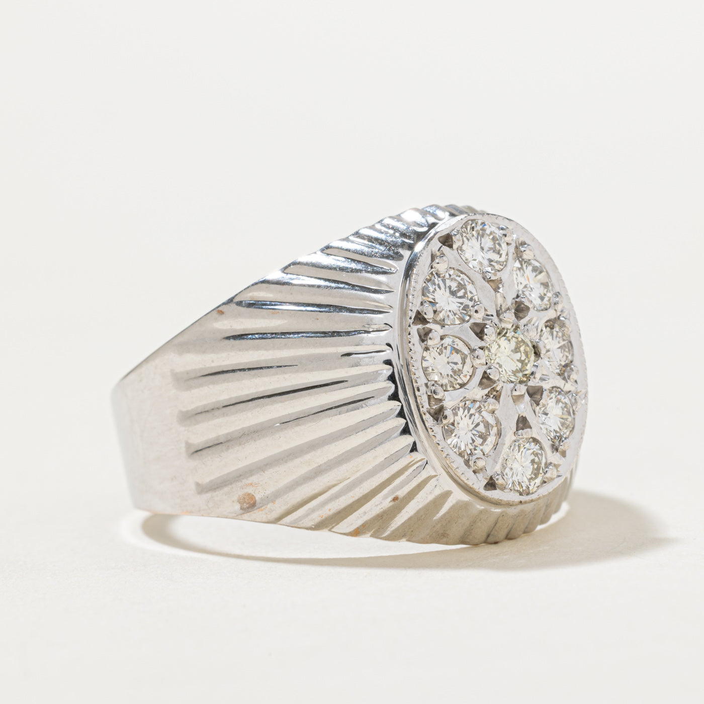 Diamond Cluster Grooved Cocktail Ring | 0.75ctw | SZ 11.5