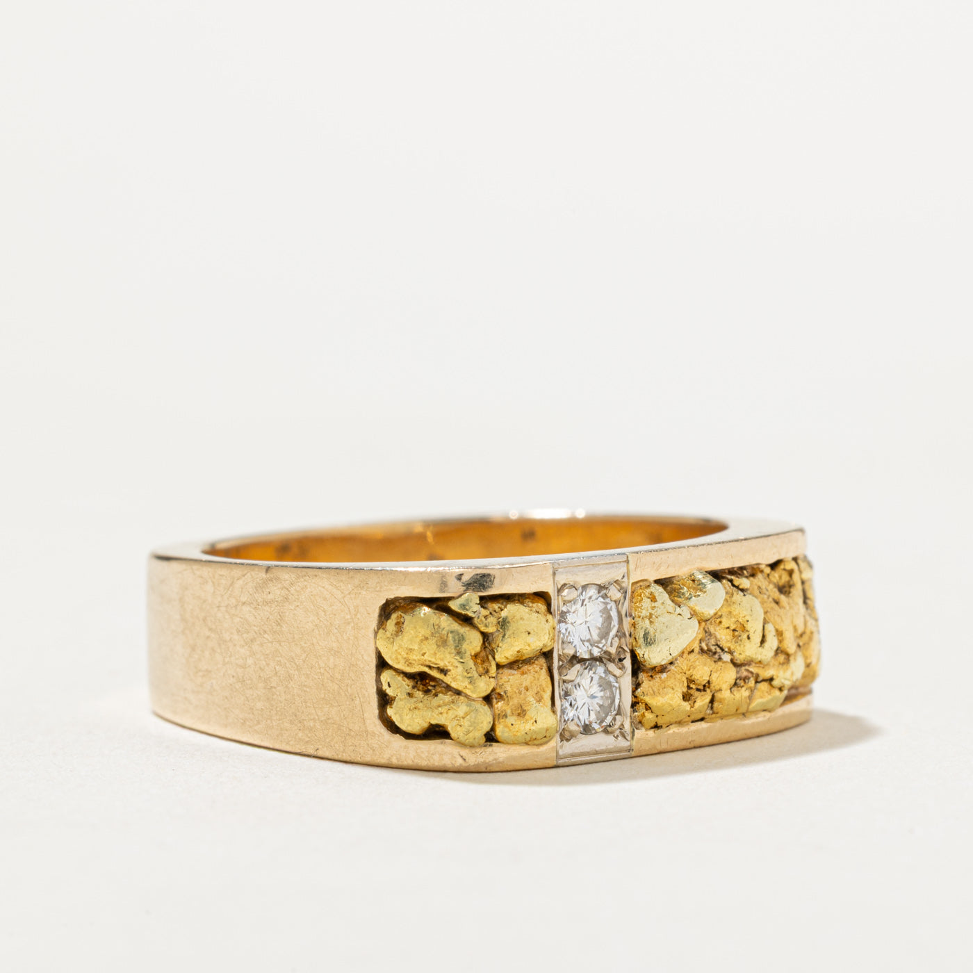 Diamond & Gold Nugget Ring | 0.12ctw | SZ 10.5