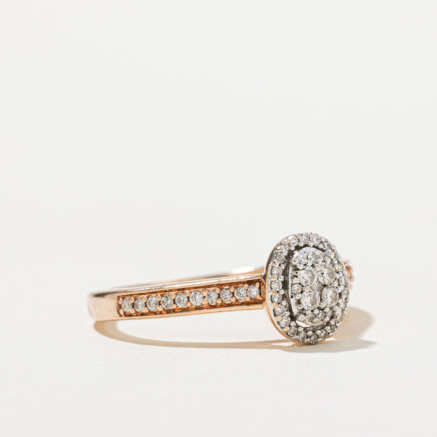 Rose Gold Diamond Oval Cluster Ring | 0.25ctw | SZ 7