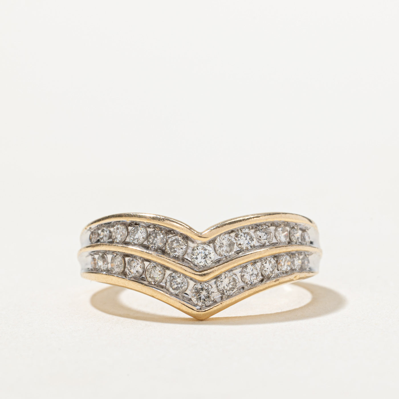 Diamond Double Row Chevron Ring | 0.50ctw | SZ 6.75