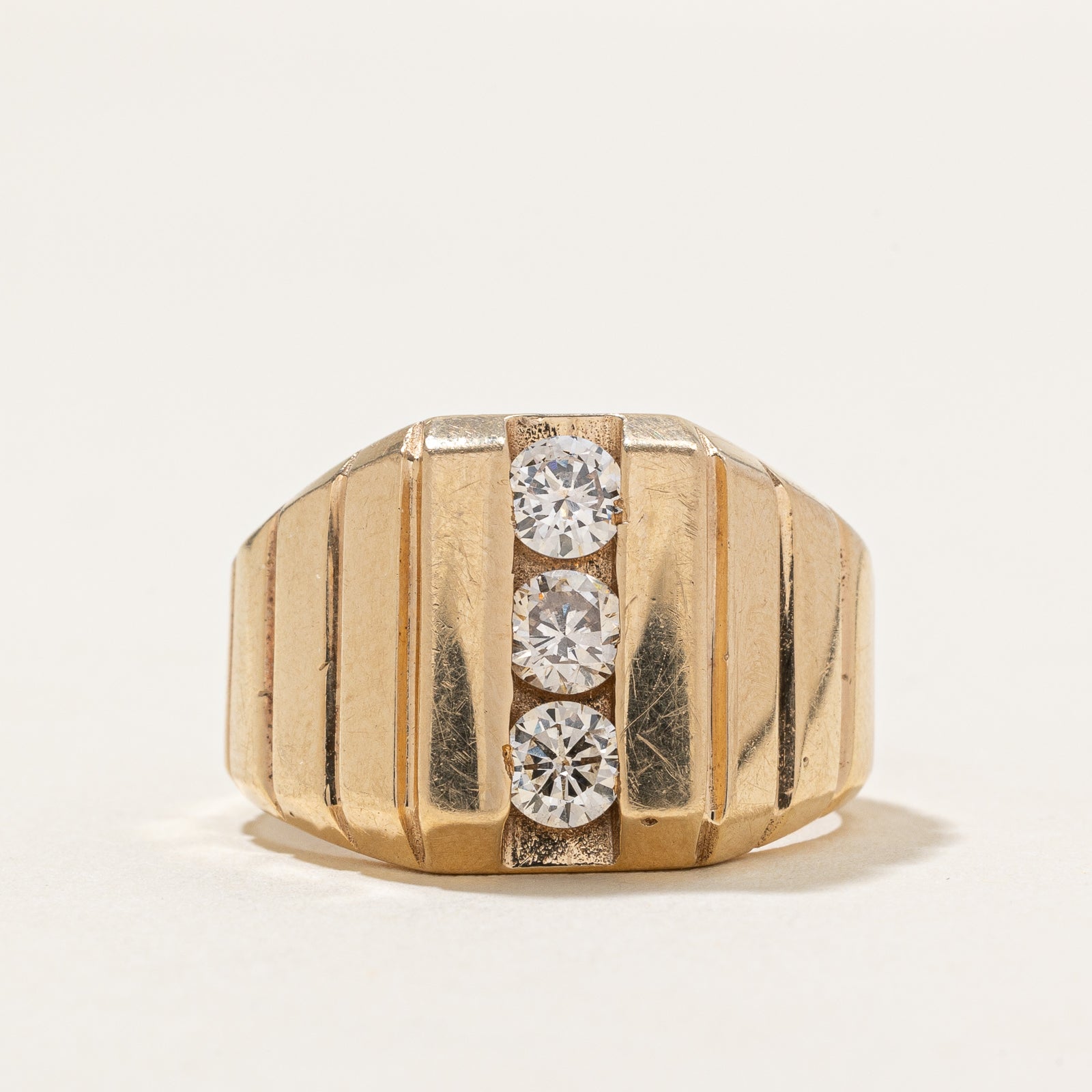 Diamond Column Grooved Cocktail Ring | 0.66ctw | SZ 7.75