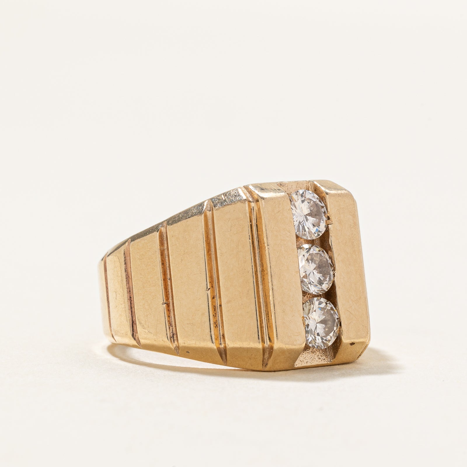 Diamond Column Grooved Cocktail Ring | 0.66ctw | SZ 7.75