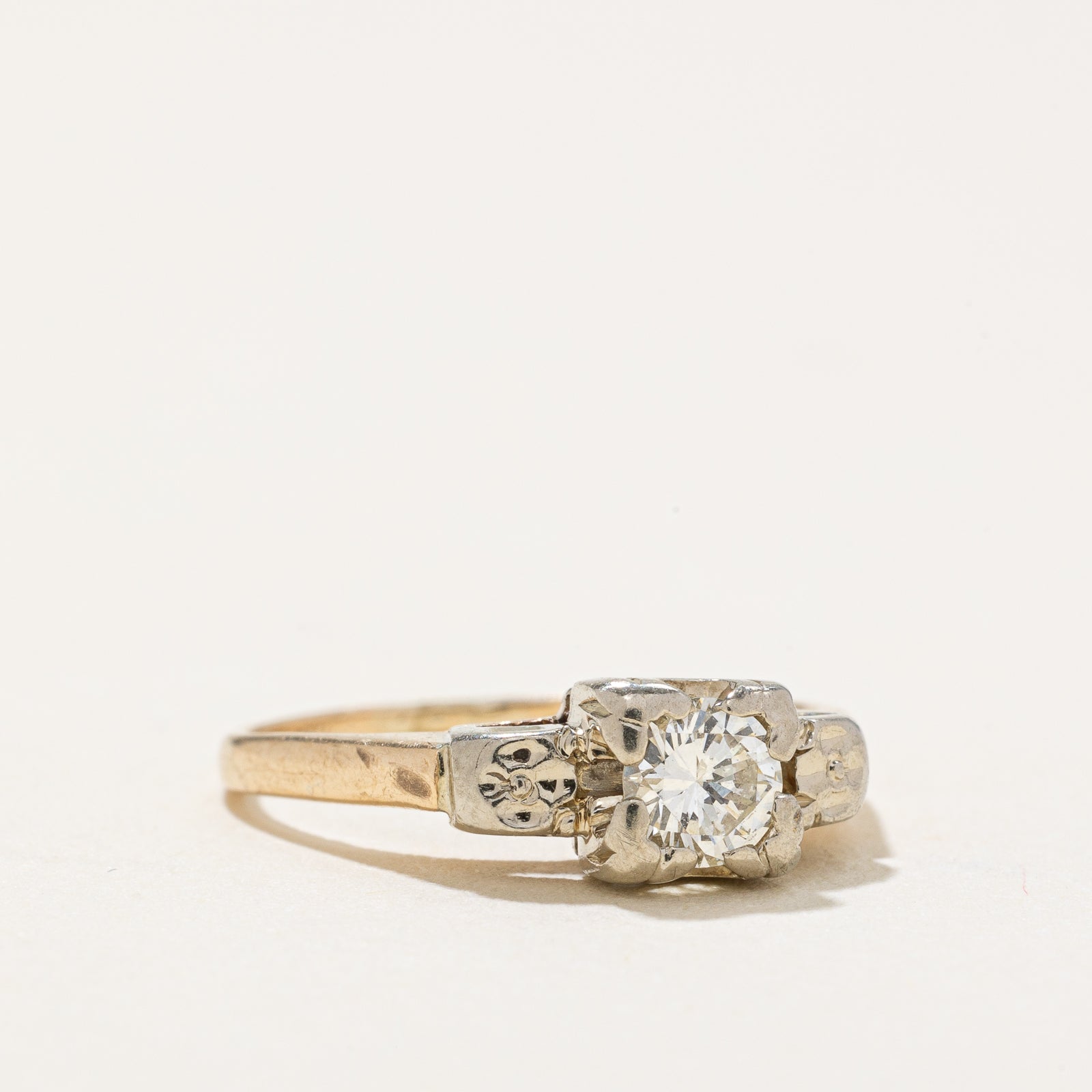Two Tone Gold Solitaire Diamond Ring | 0.26ct | SZ 4.25