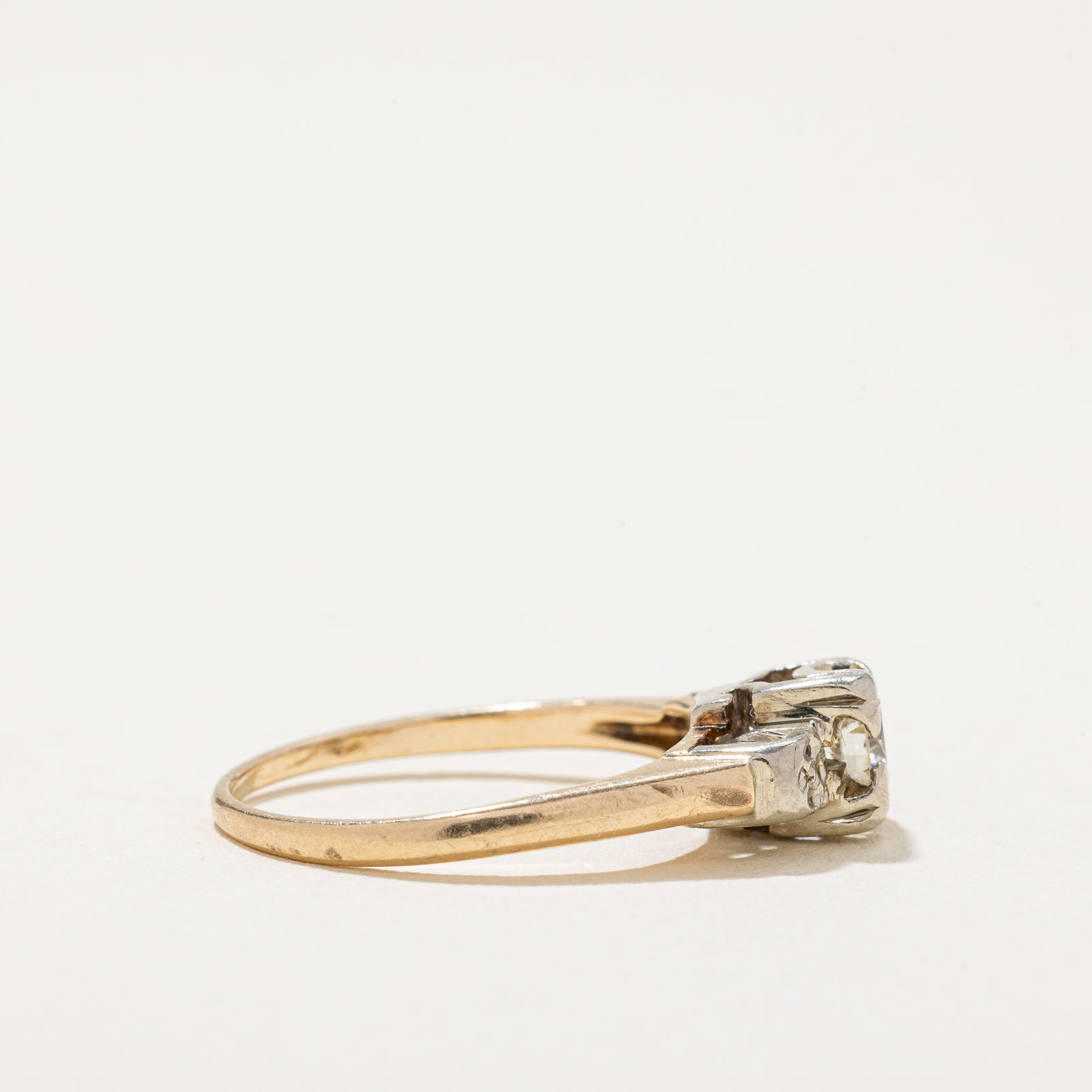Two Tone Gold Solitaire Diamond Ring | 0.26ct | SZ 4.25