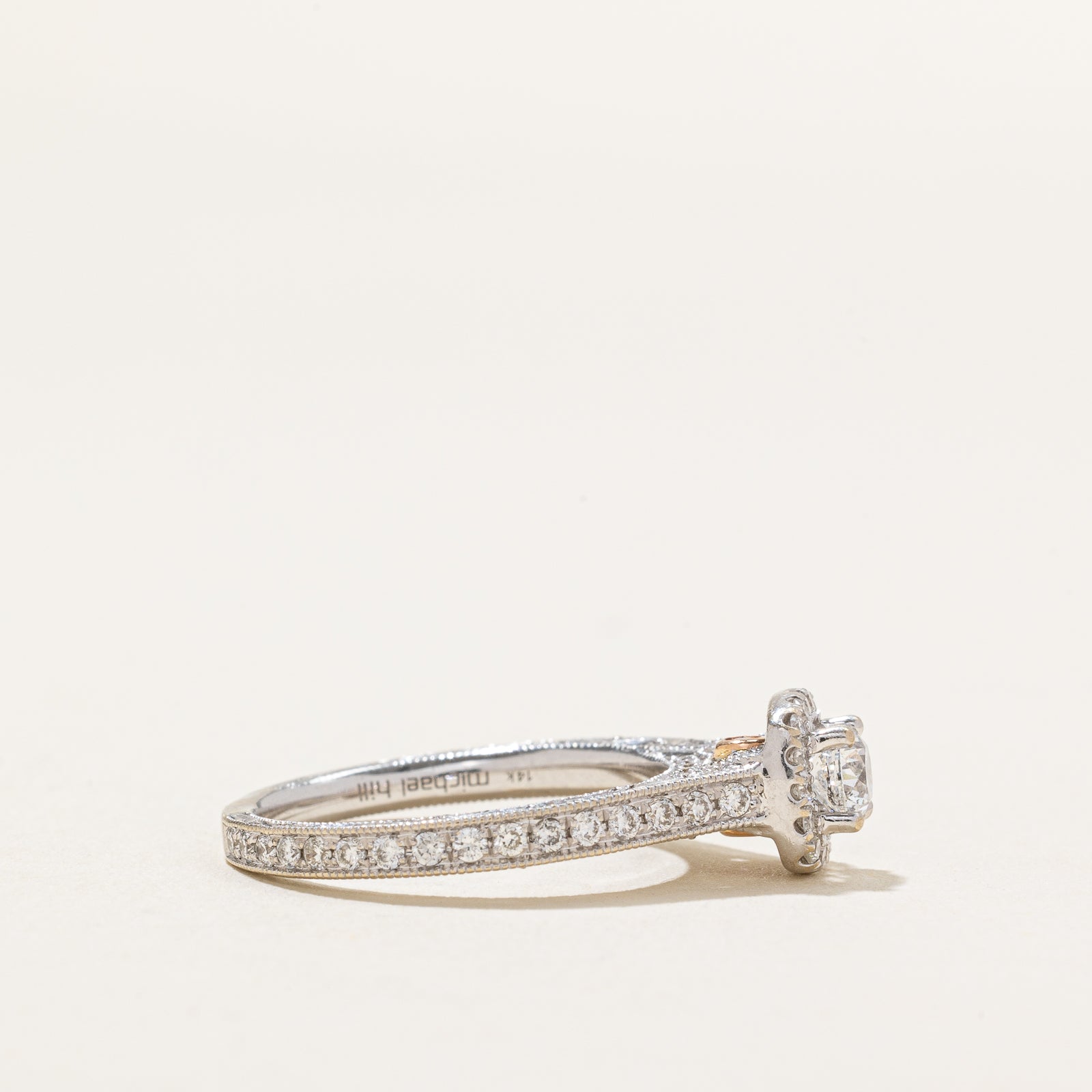 'Michael Hill' Halo Diamond Engagement Ring | 0.70ctw, | 0.02ctw | SZ 5