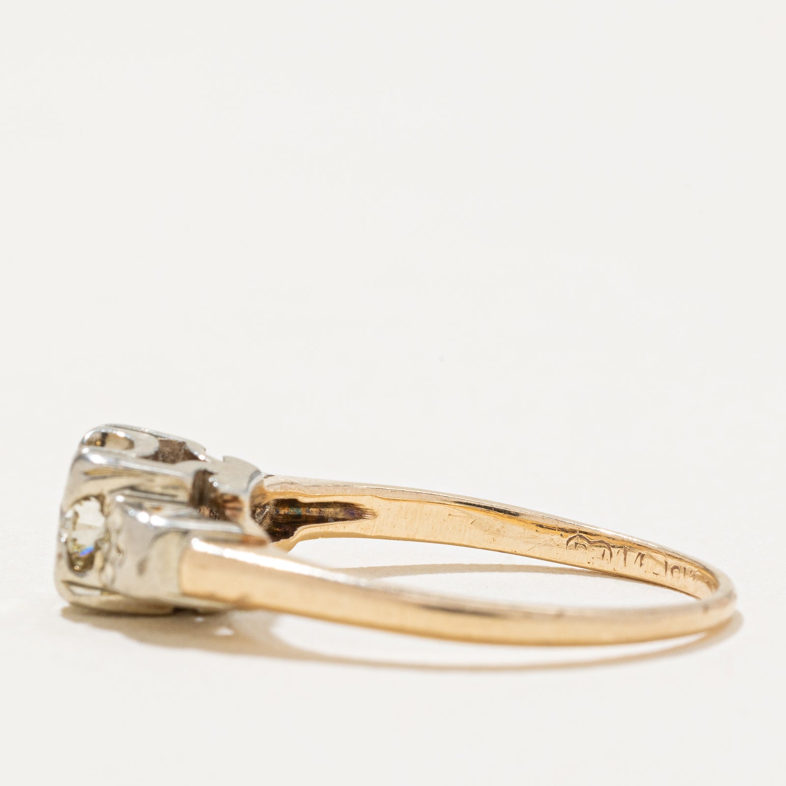 Two Tone Gold Solitaire Diamond Ring | 0.26ct | SZ 4.25