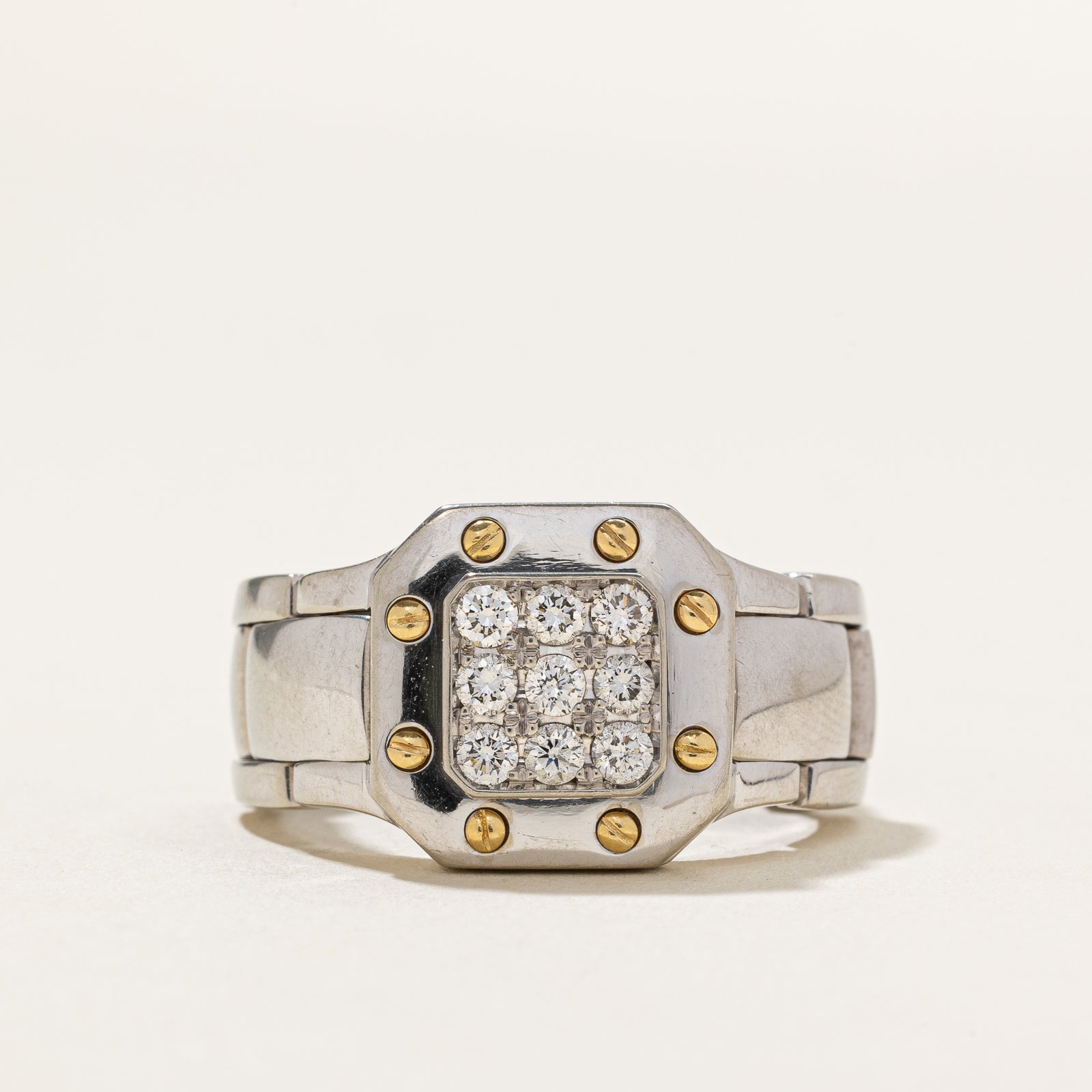 'Borra' Diamond Grid Watch Strap Style Ring | 0.40ctw | SZ 10