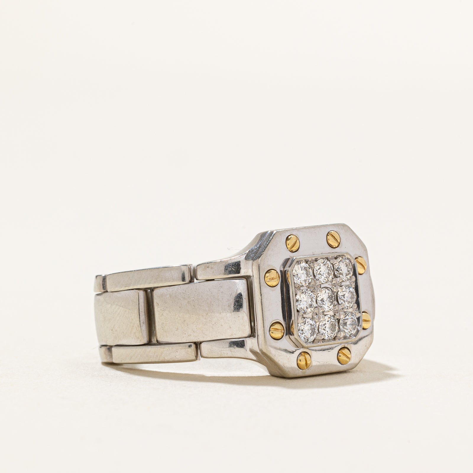 'Borra' Diamond Grid Watch Strap Style Ring | 0.40ctw | SZ 10