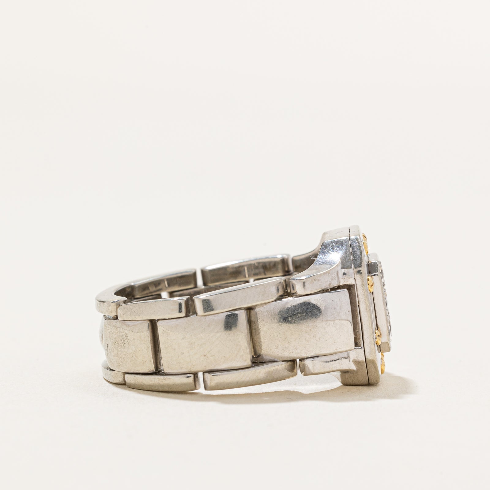 'Borra' Diamond Grid Watch Strap Style Ring | 0.40ctw | SZ 10