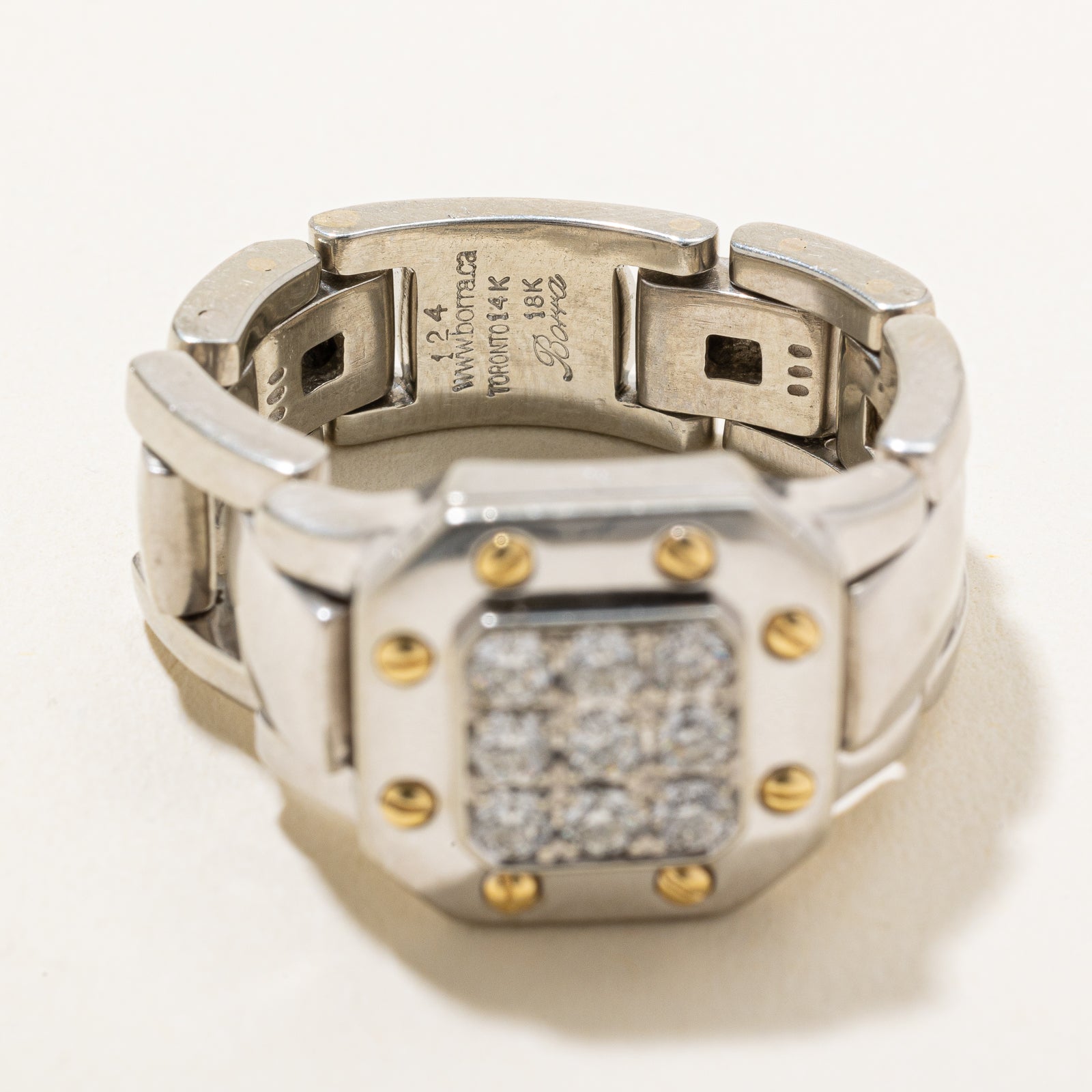 'Borra' Diamond Grid Watch Strap Style Ring | 0.40ctw | SZ 10