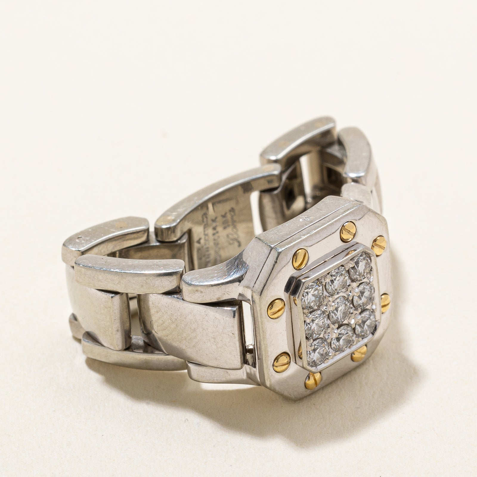 'Borra' Diamond Grid Watch Strap Style Ring | 0.40ctw | SZ 10