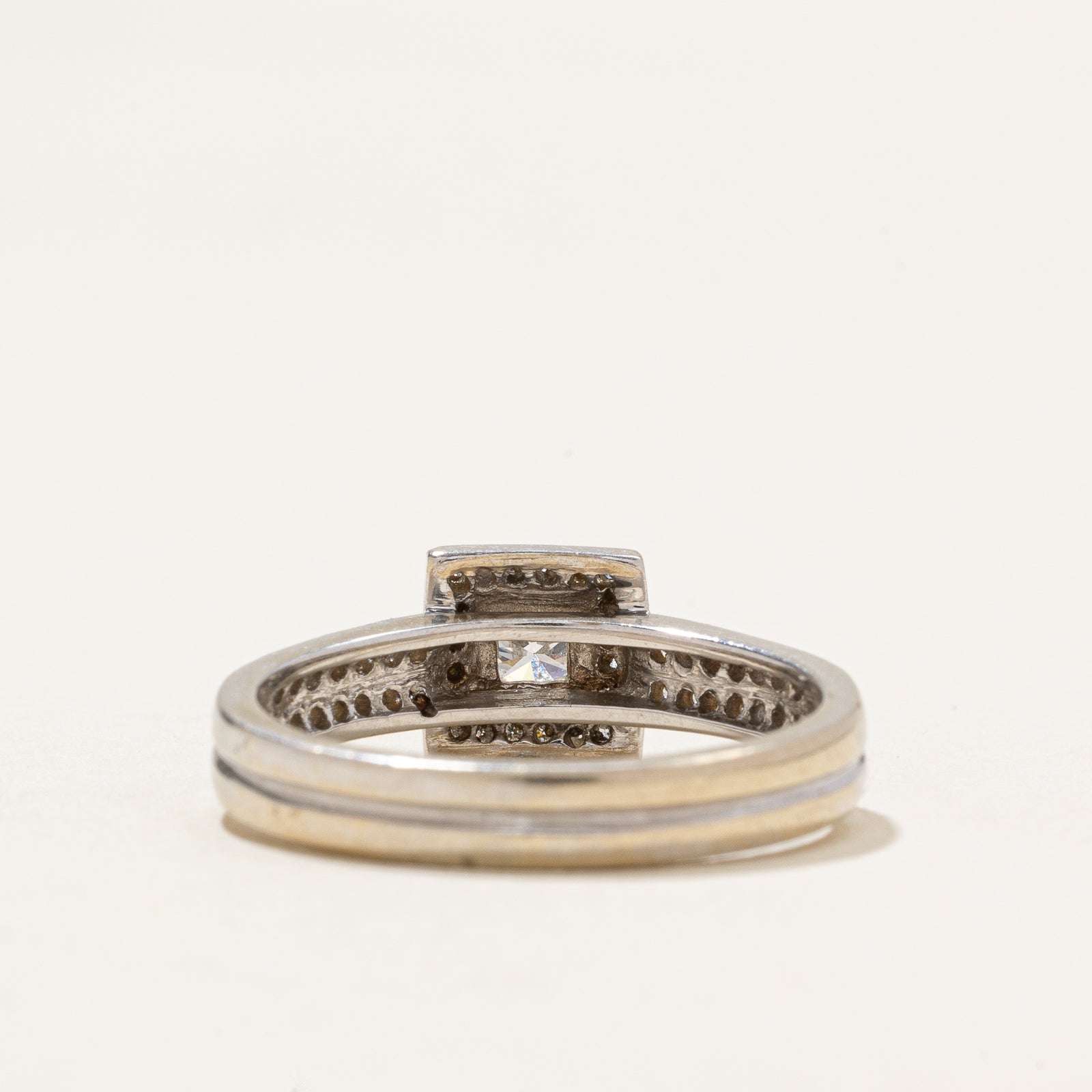 Double Row Diamond Square Halo Engagement Ring | 0.45ctw | SZ 8
