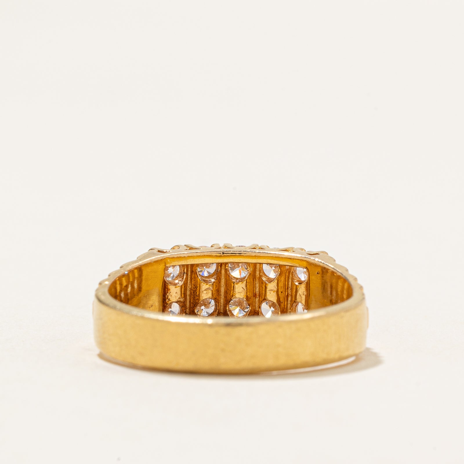 Double Row Diamond Grooved Ring | 0.87ctw | SZ 8.25