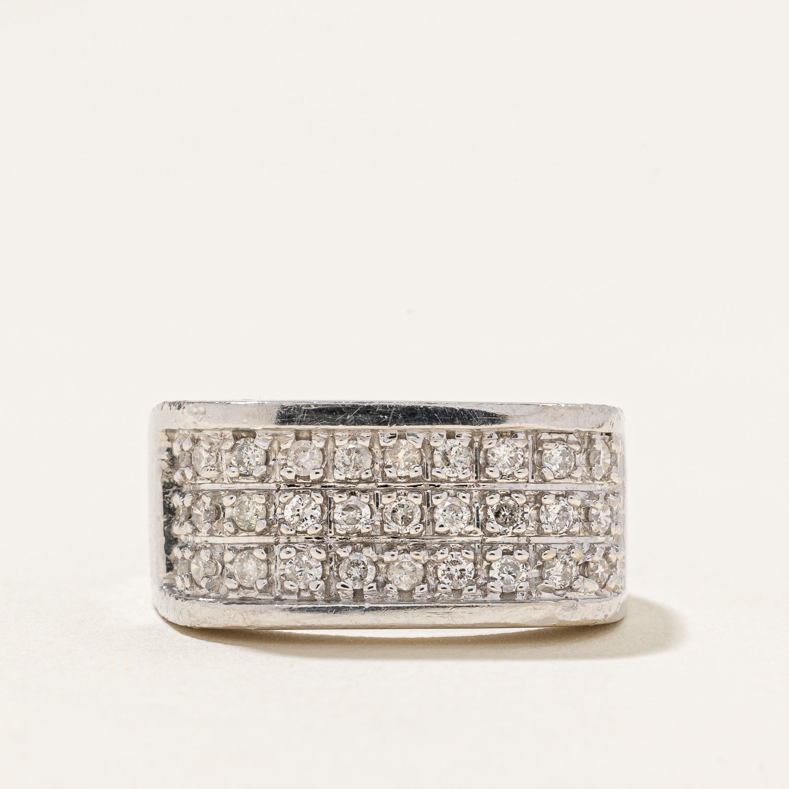 14k White Gold Diamond Grid Band | 0.50ctw | SZ 7
