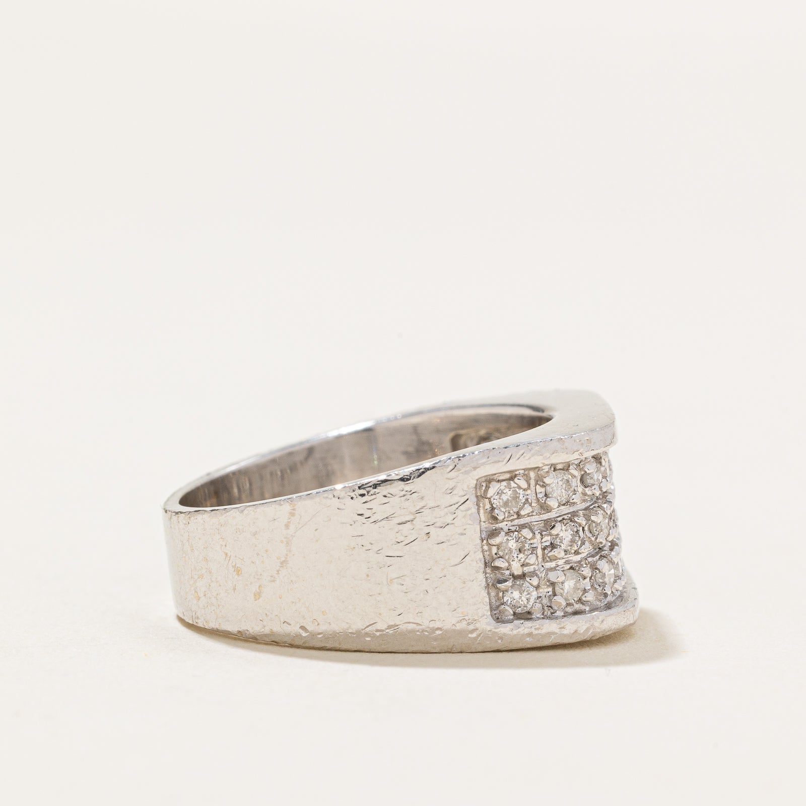 14k White Gold Diamond Grid Band | 0.50ctw | SZ 7