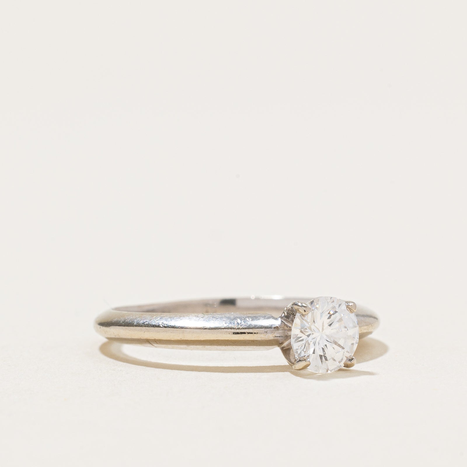 GIA Certified Solitaire Diamond Knife Edge Engagement Ring | 0.52ct | SZ 6.5