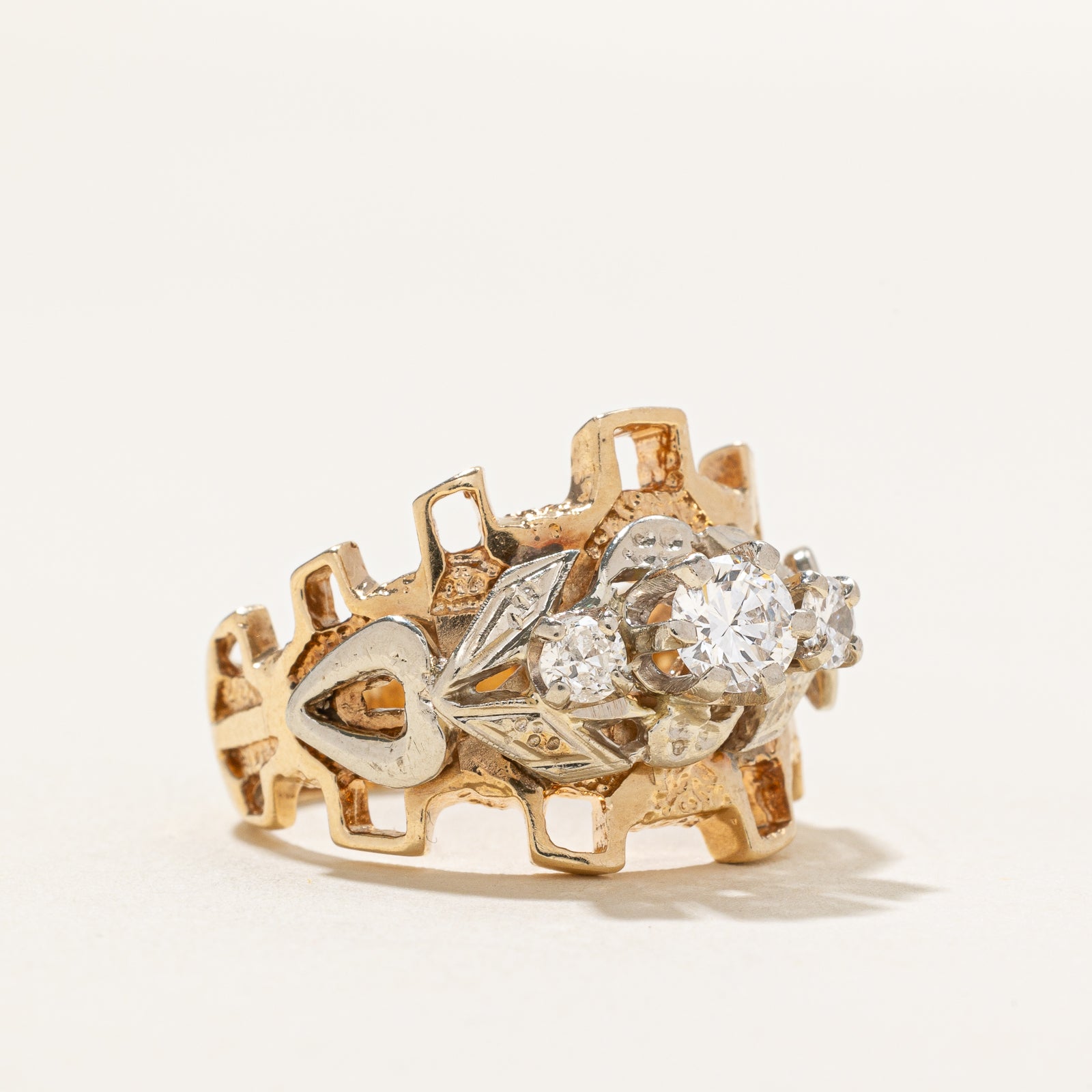 Three Stone Diamond Abstract Cocktail Ring | 0.63ctw | SZ 7.25