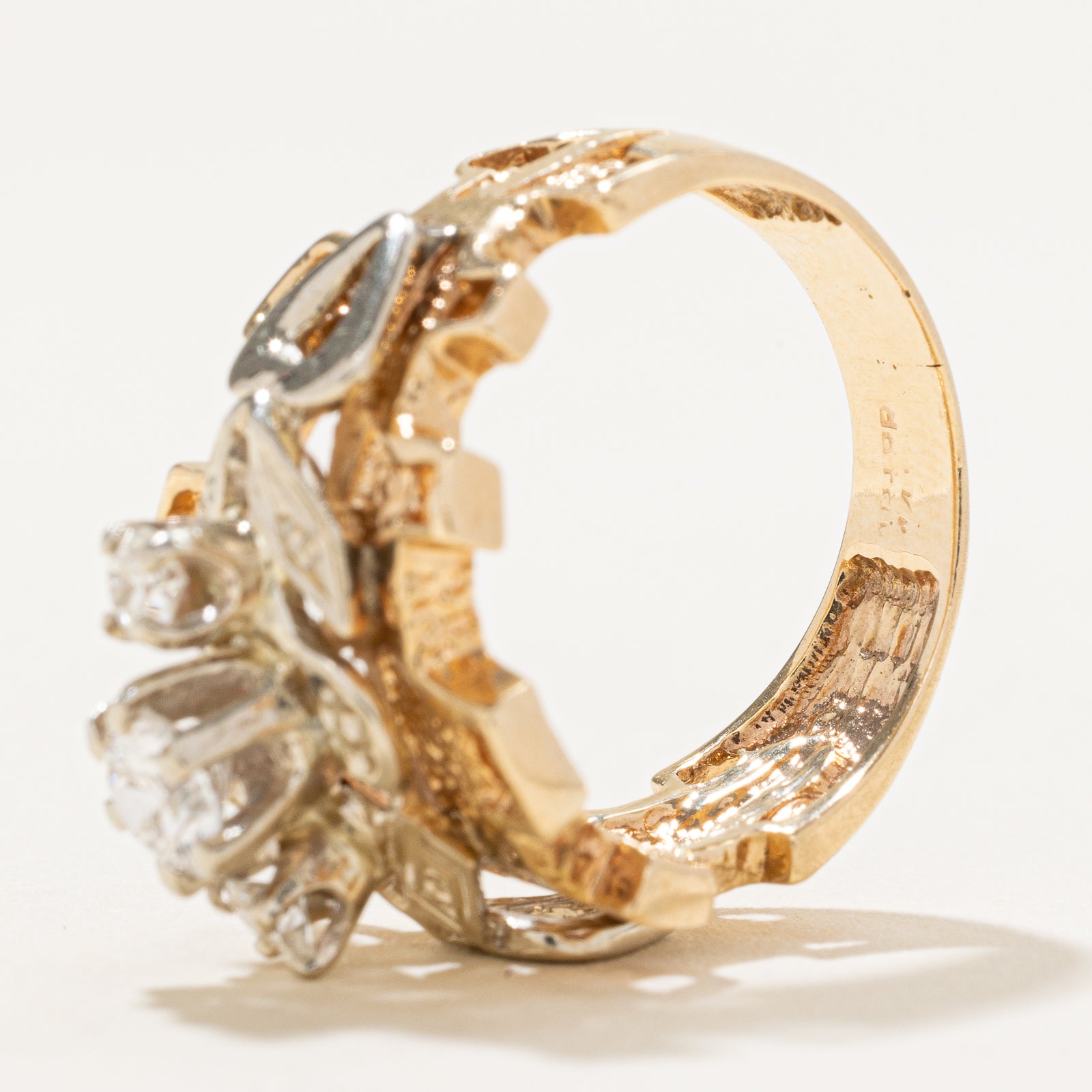 Three Stone Diamond Abstract Cocktail Ring | 0.63ctw | SZ 7.25