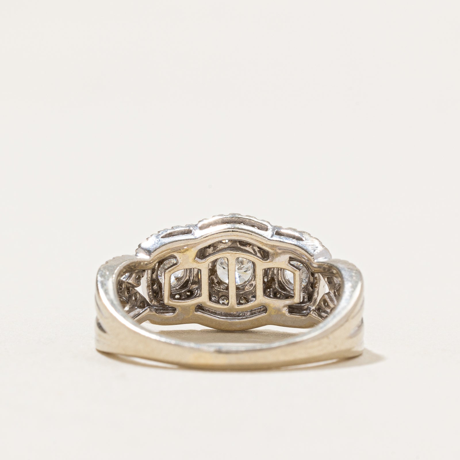 Three Halo Diamond Engagement Ring | 0.85ctw | SZ 5.5