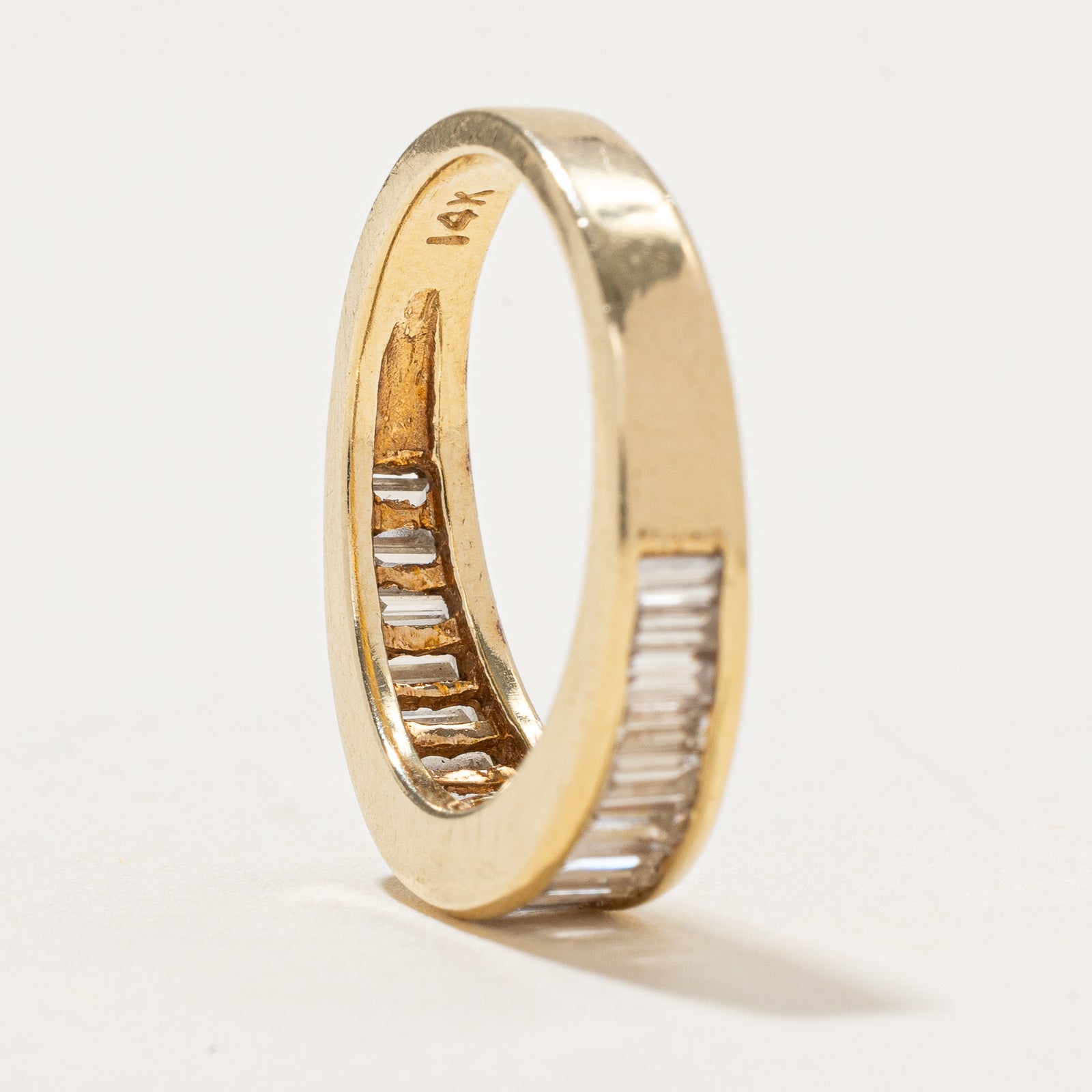 Alliance demi-éternité sertie de diamants taille baguette | 0,86 ct | Taille 5,25