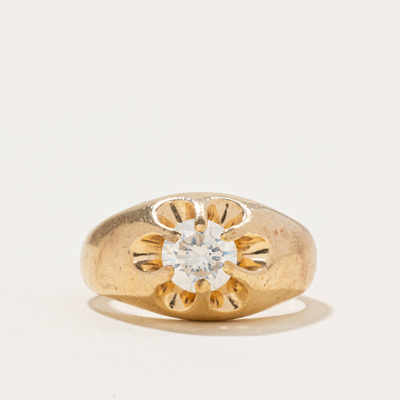 Belcher Set Solitarire Diamond Dome Ring | 0.87ct | SZ 7