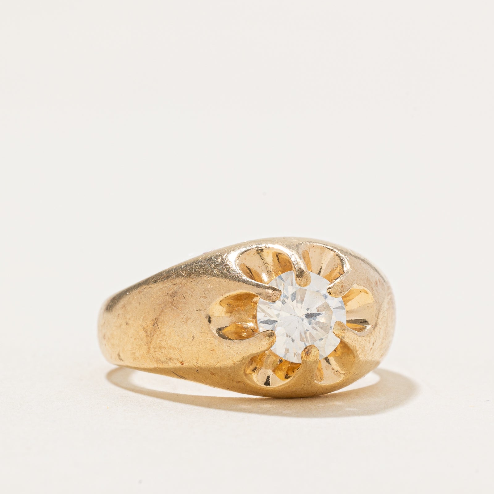 Belcher Set Solitarire Diamond Dome Ring | 0.87ct | SZ 7