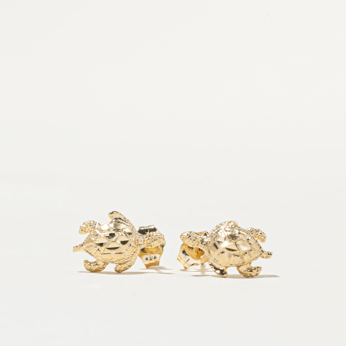 14k Yellow Gold Turtle Stud Earrings