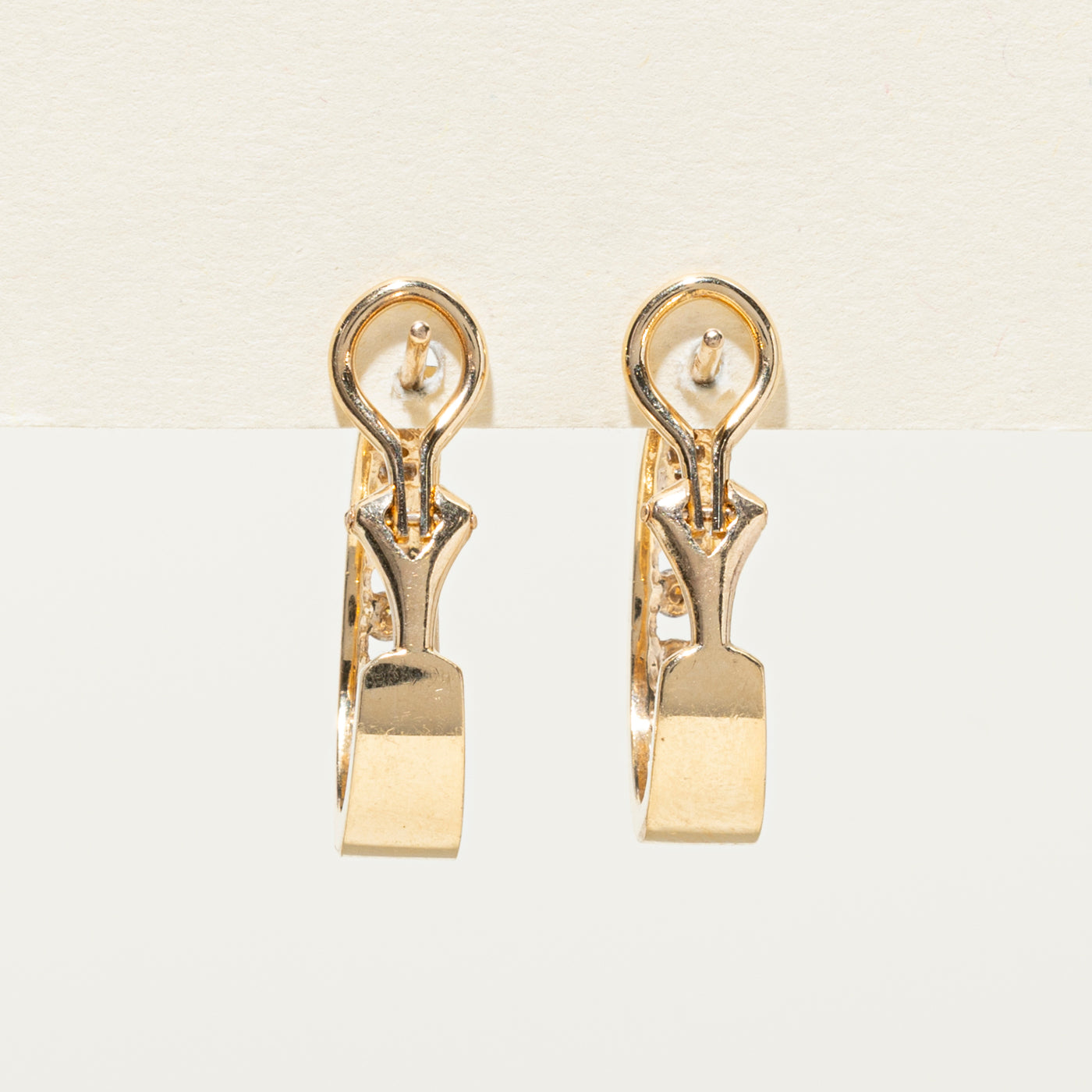 14K Channel Set Diamond Hoop Earrings | 0.53ctw