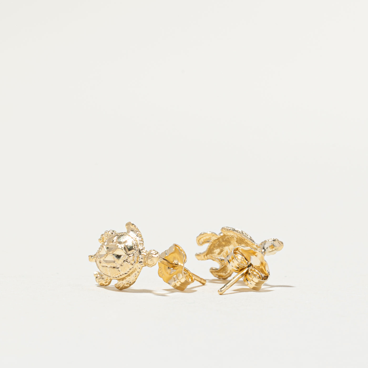14k Yellow Gold Turtle Stud Earrings