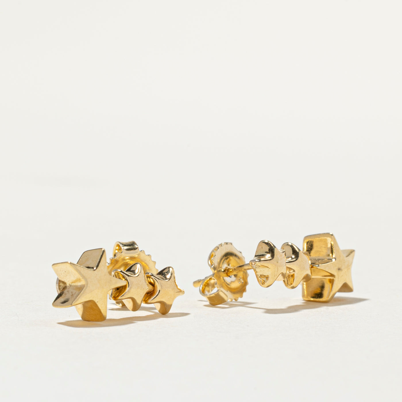 18k Yellow Gold Star Drop Earrings