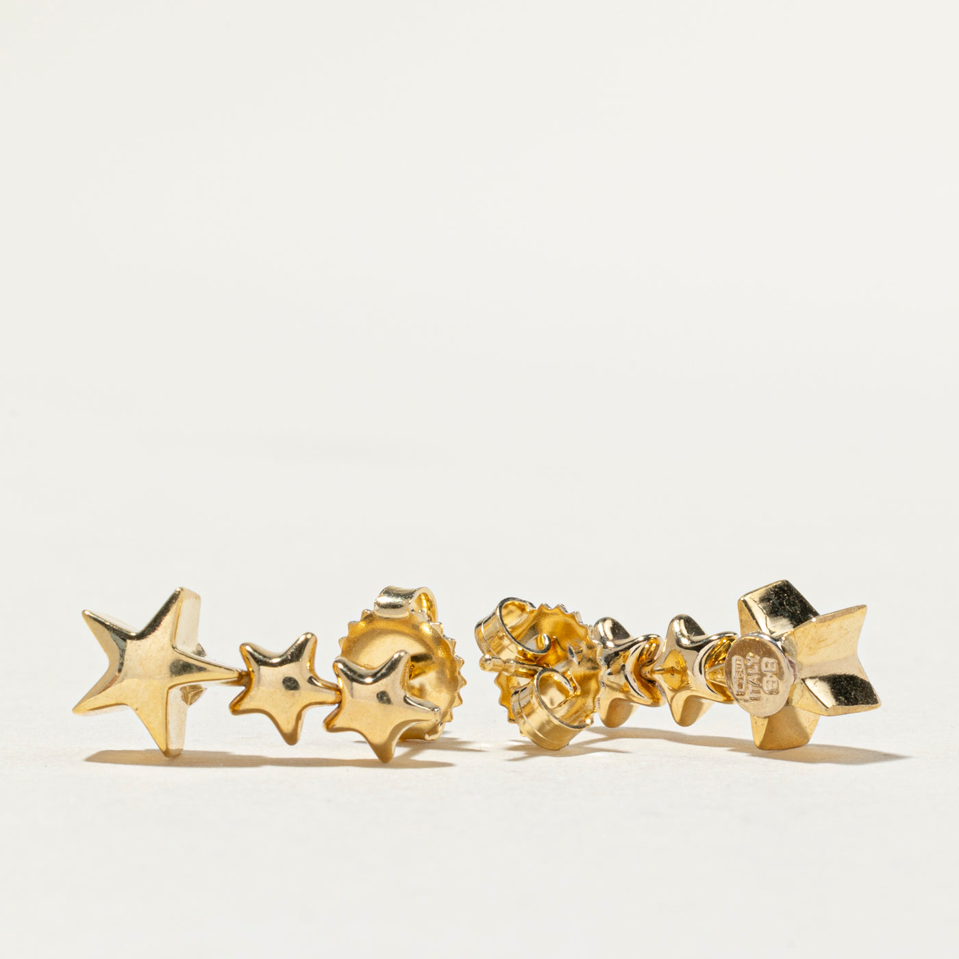 18k Yellow Gold Star Drop Earrings