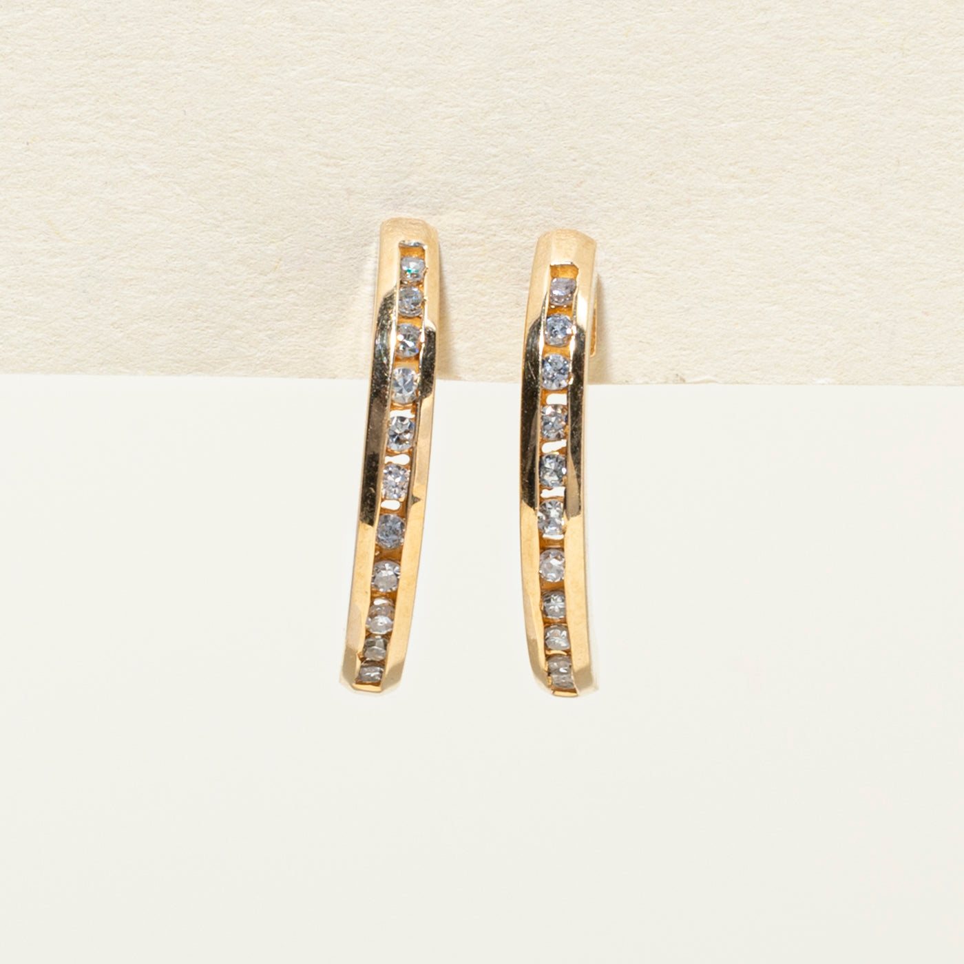 14K Channel Set Diamond Half Hoop Earrings | 0.22ctw
